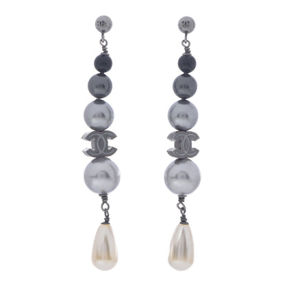 Chanel Ruthenium Pearl CC Drop Earrings Grey 1 of 4