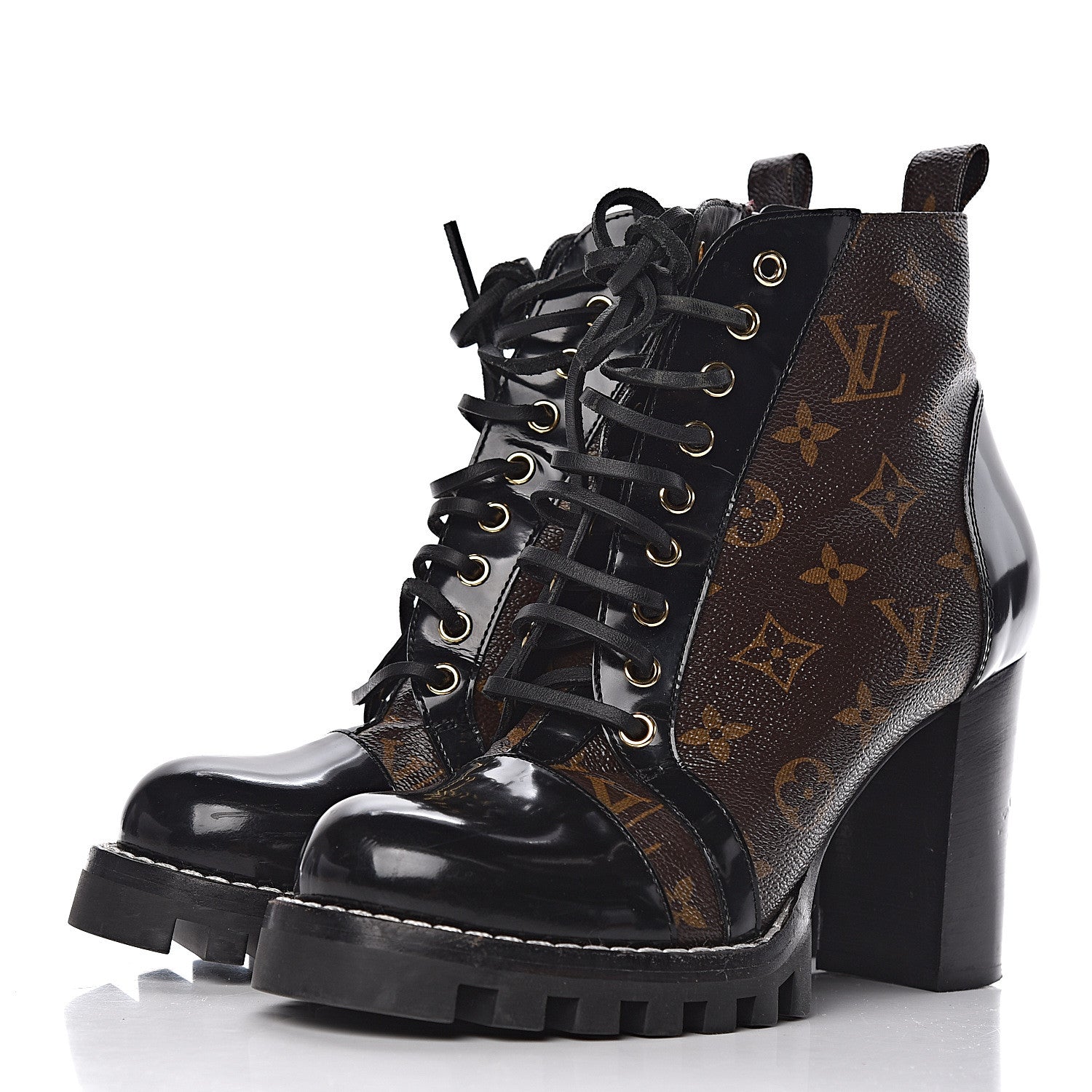 Louis Vuitton Patent Calfskin Monogram Star Trail Ankle Boots 39.5 Black 3 of 11