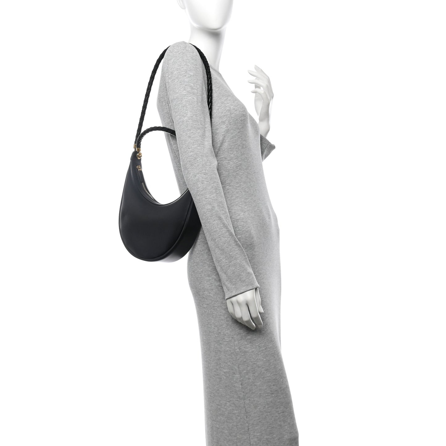 Smooth Calfskin Hula Hoop Shoulder Bag Black