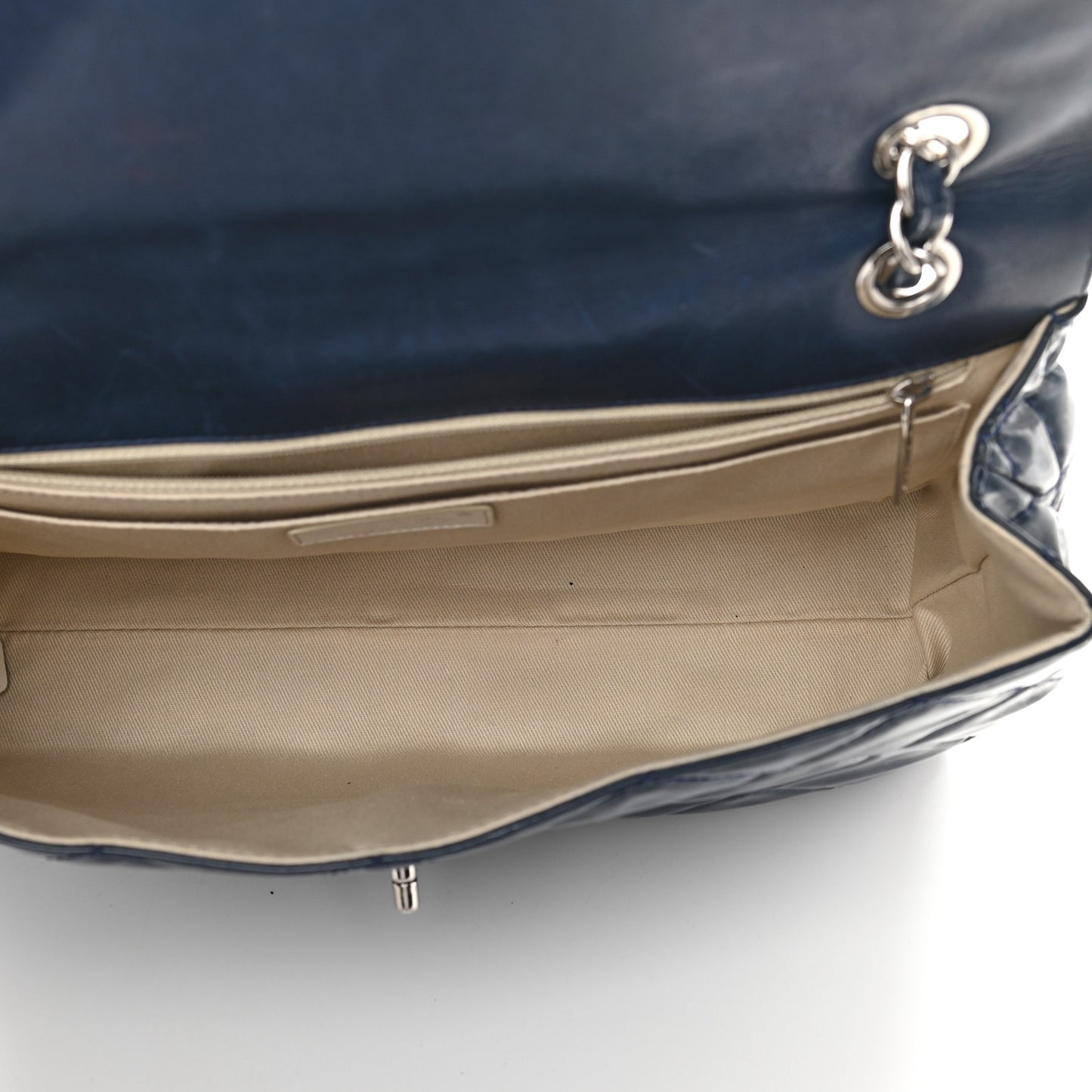 Vinyl Quilted In the Business Flap Bag Navy Blue