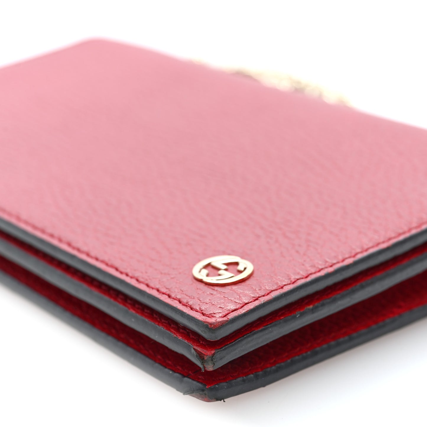 Dollar Calfskin Medium Betty Chain Wallet Red