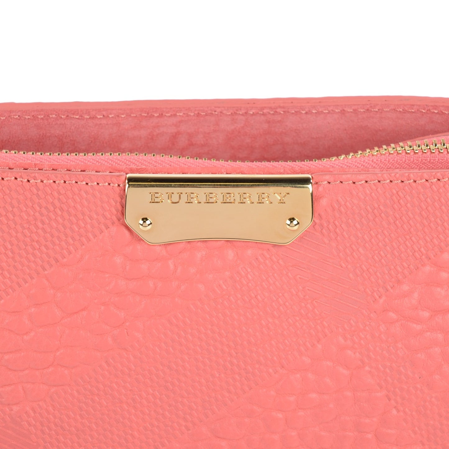 Signature Grain Calfskin Check Embossed Small Chichester Crossbody Clutch Bag Rose Pink