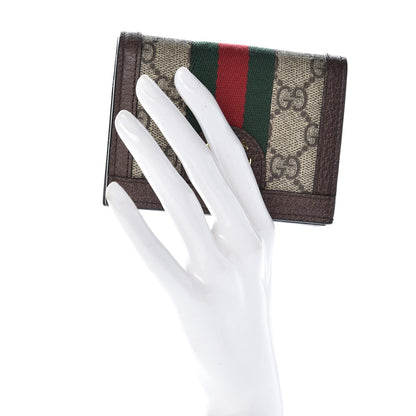 Gucci GG Supreme Monogram Web Ophidia Card Case Beige New Acero 2 of 7