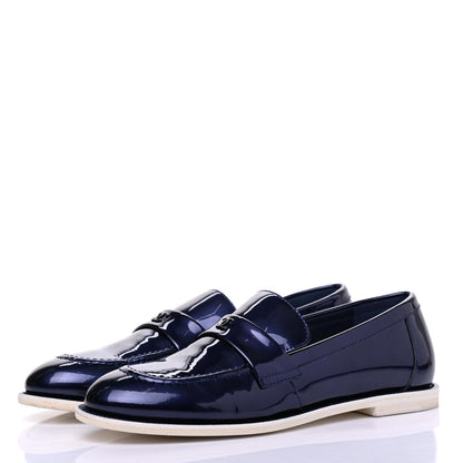 Chanel Patent CC Moccasin Loafers 39 Navy 3 of 12