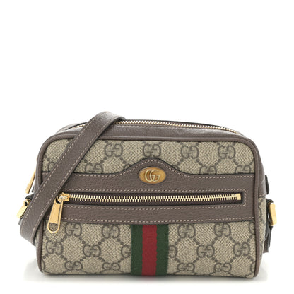 Gucci GG Supreme Monogram Web Mini Ophidia Shoulder Bag Brown 1 of 11