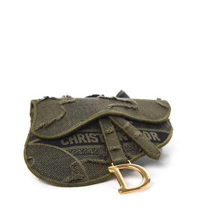 Christian Dior Canvas Embroidered Camouflage Saddle Belt Bag Green 3 of 9