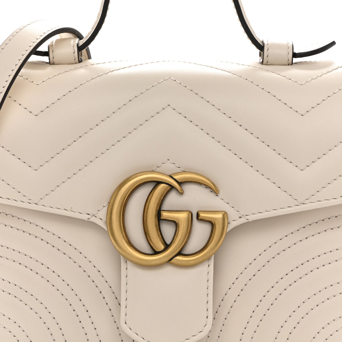 Calfskin Matelasse Mini GG Marmont Top Handle Shoulder Bag White