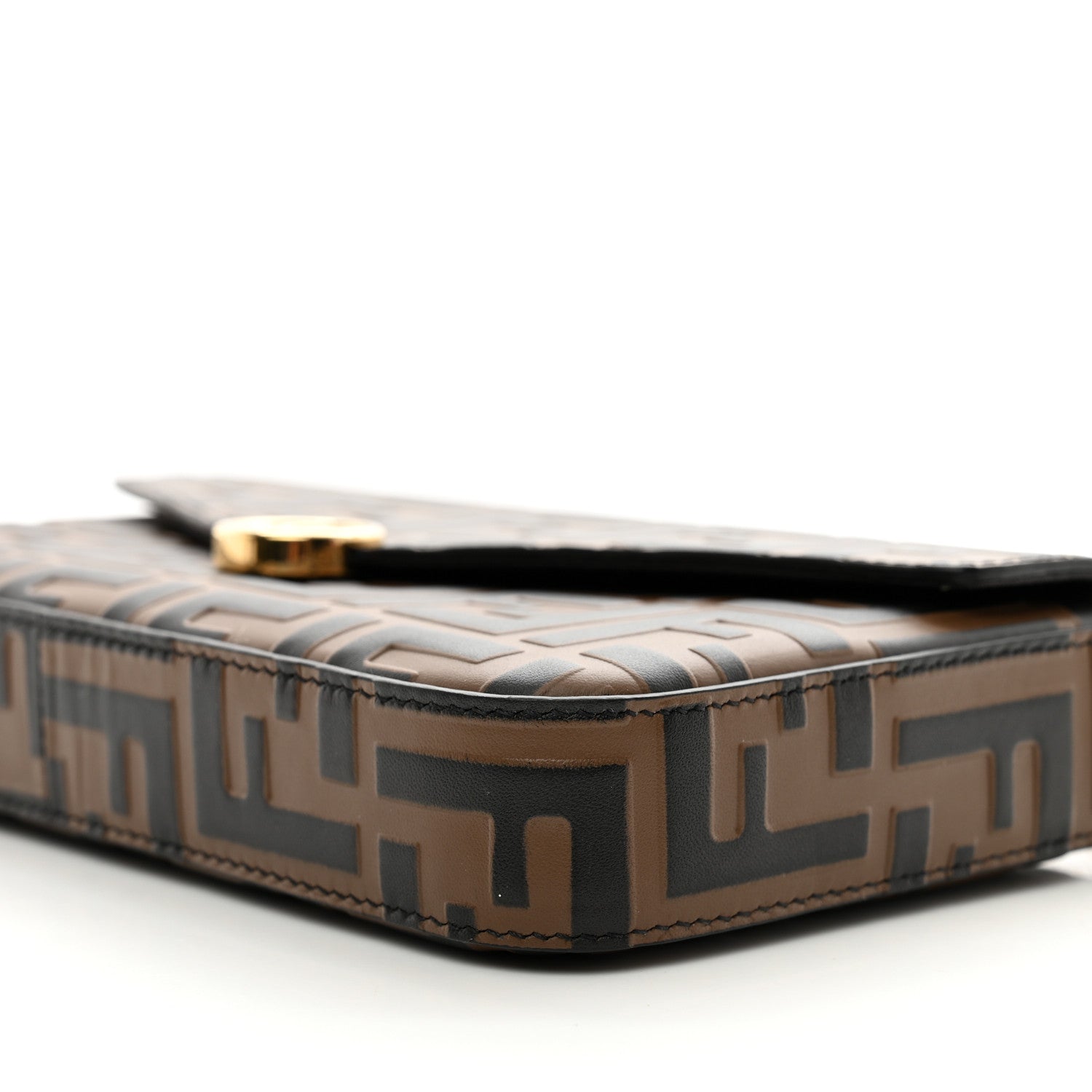 Fendi Vitello Soft F is Fendi Bi-Color FF 1974 Embossed Envelope Wallet On Chain with Pouches Maya Black 9 of 9