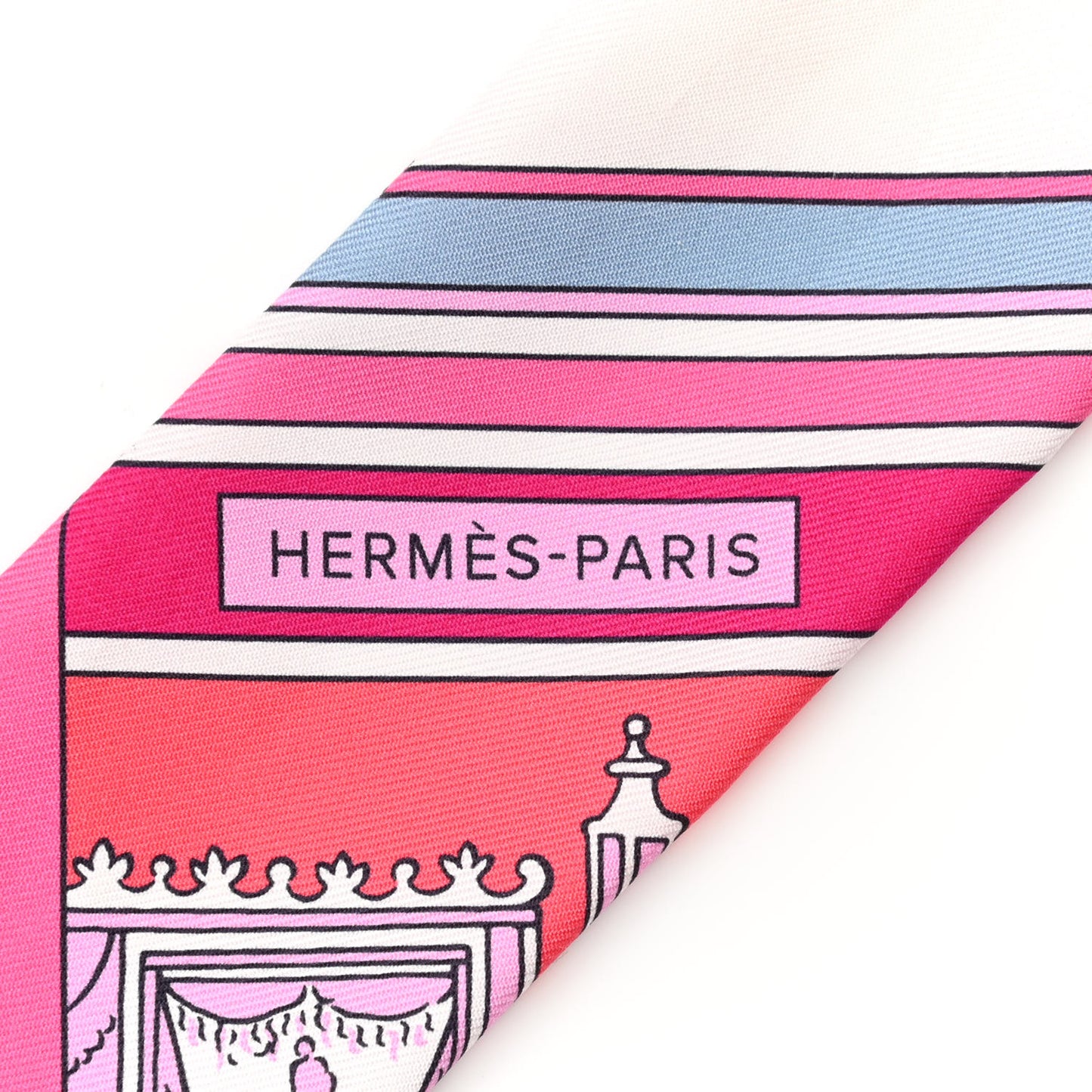 Silk Washington's Carriage Detail Twilly White Rose Vif Gris