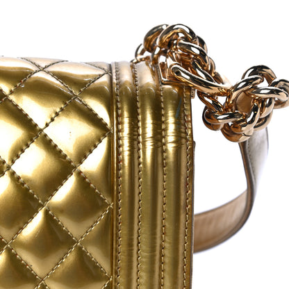 Chanel Metallic Patent Calfskin Quilted Medium Boy Flap Gold 17 of 26