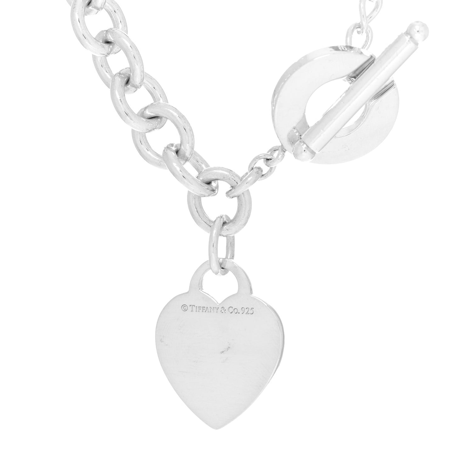 Sterling Silver Heart Tag Toggle Necklace