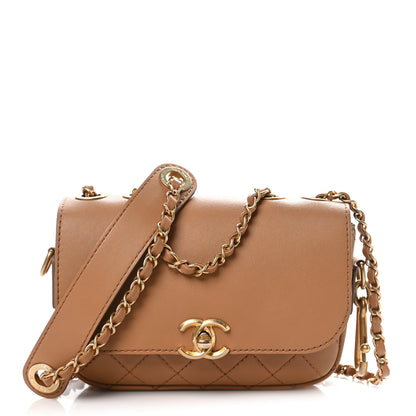 Chanel Calfskin Quilted Multi Pouching Flap And Coin Purse Beige 1 of 11