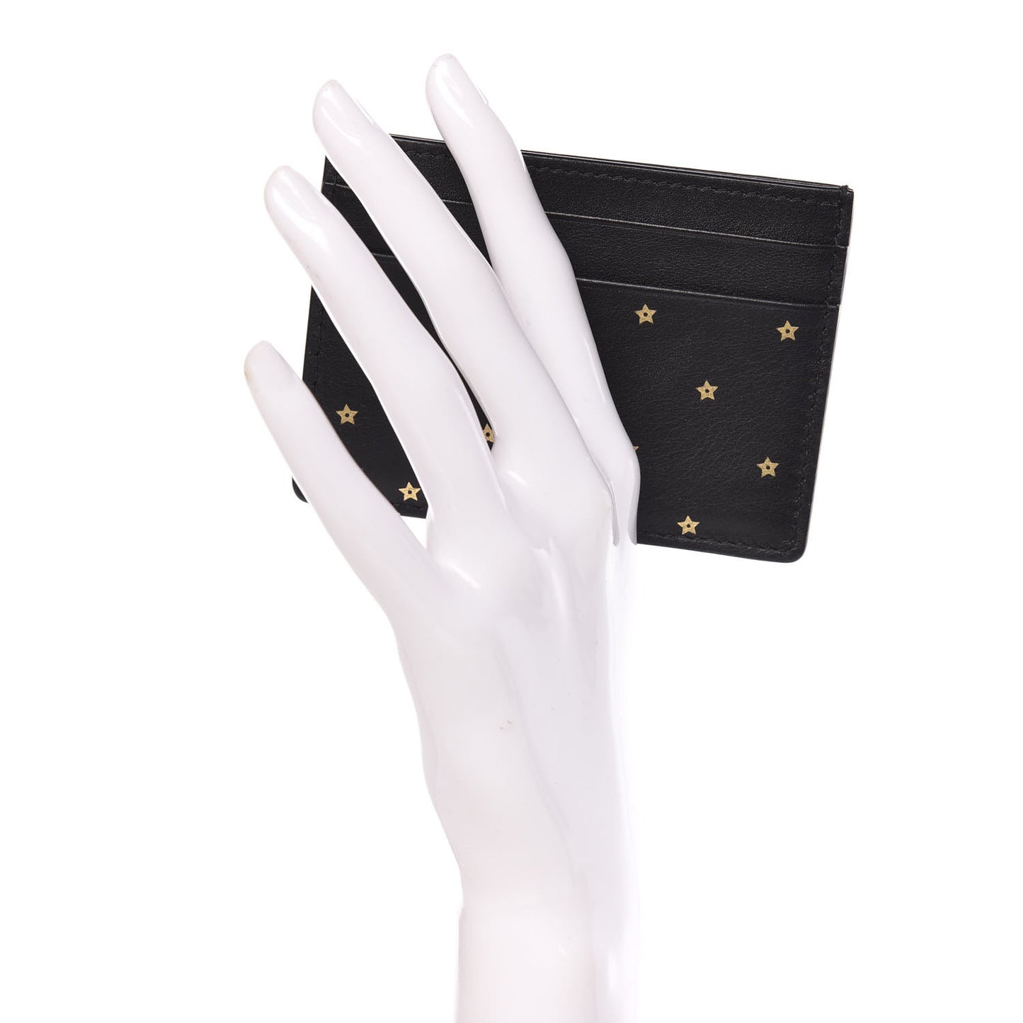 Calfskin Star Card Holder Black