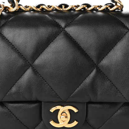 Chanel Lambskin Quilted Chain Top Handle Flap Black 8 of 9