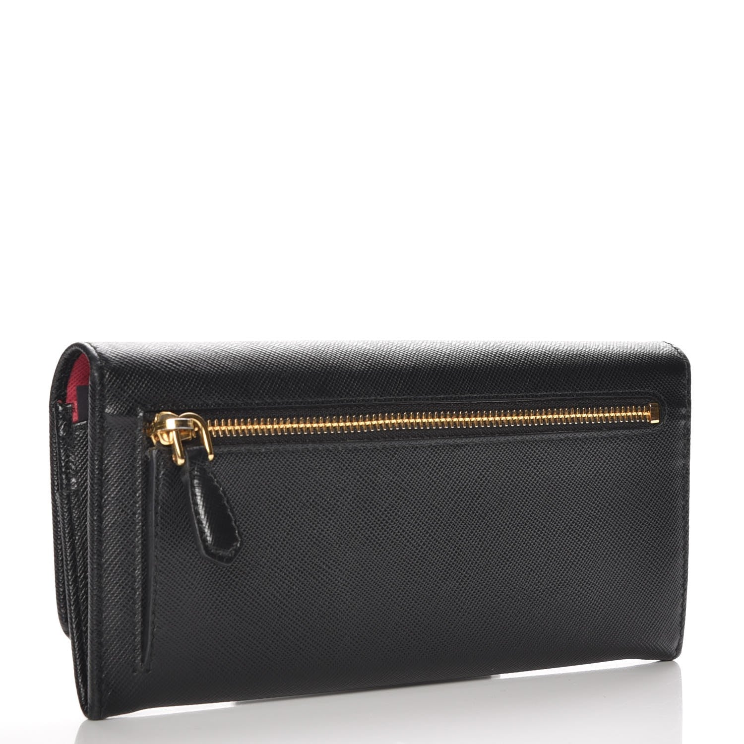 Prada Saffiano Continental Flap Wallet Black Ibisco 3 of 9