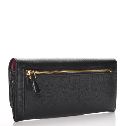 Prada Saffiano Continental Flap Wallet Black Ibisco 3 of 9