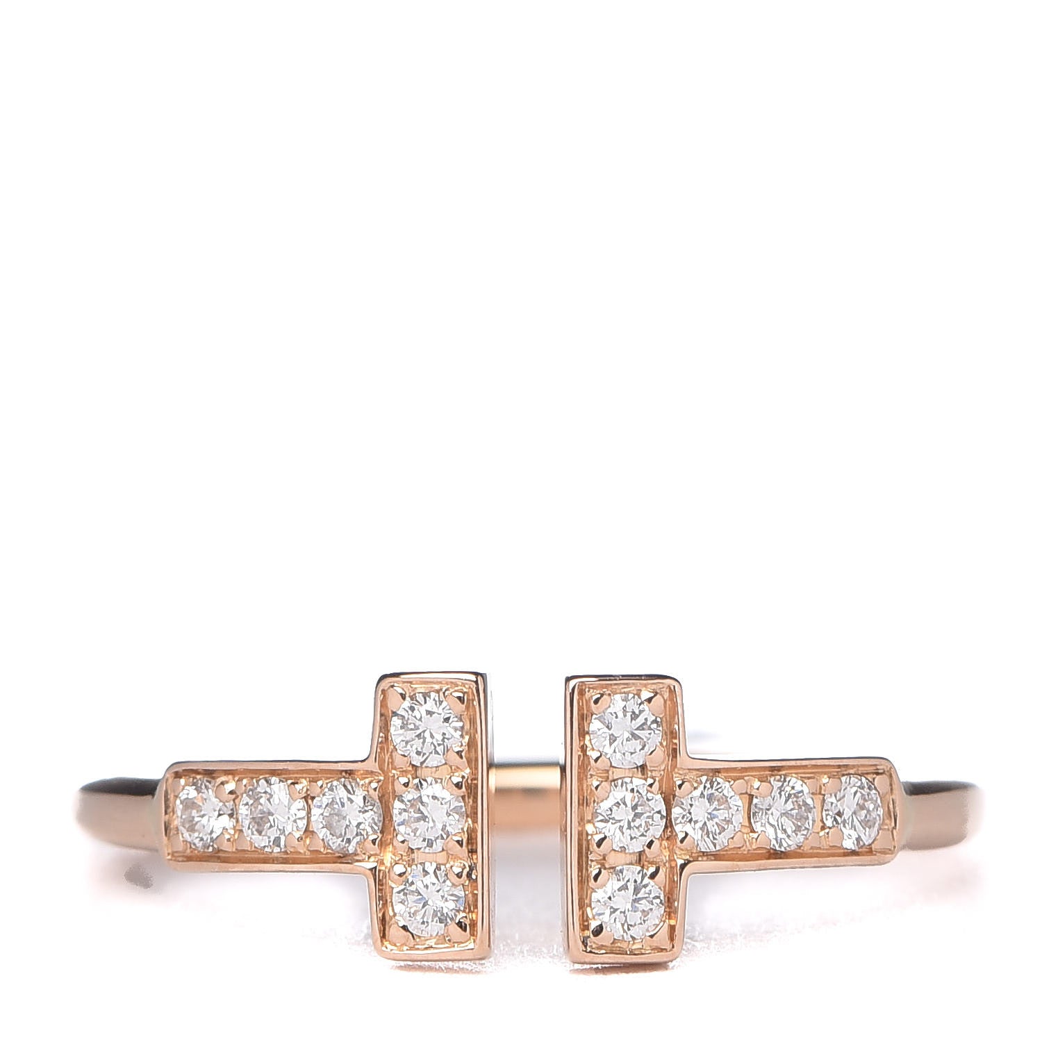 Tiffany 18K Rose Gold Diamond T Wire Ring 49 5 1 of 6