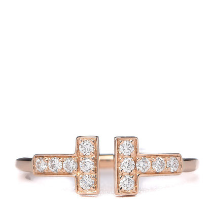 Tiffany 18K Rose Gold Diamond T Wire Ring 49 5 1 of 6