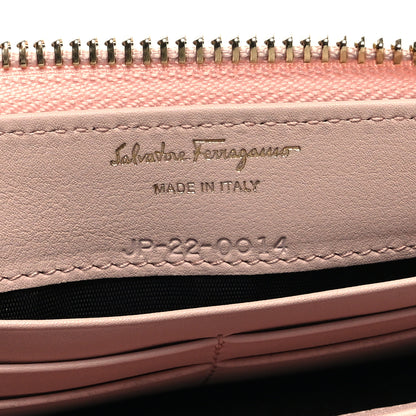 Salvatore Ferragamo Calfskin Vara Bow Zip Wallet Pink 6 of 7