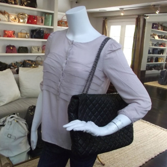 Chanel Distressed Leather Reissue XL Maxi Flap Black 2 of 10