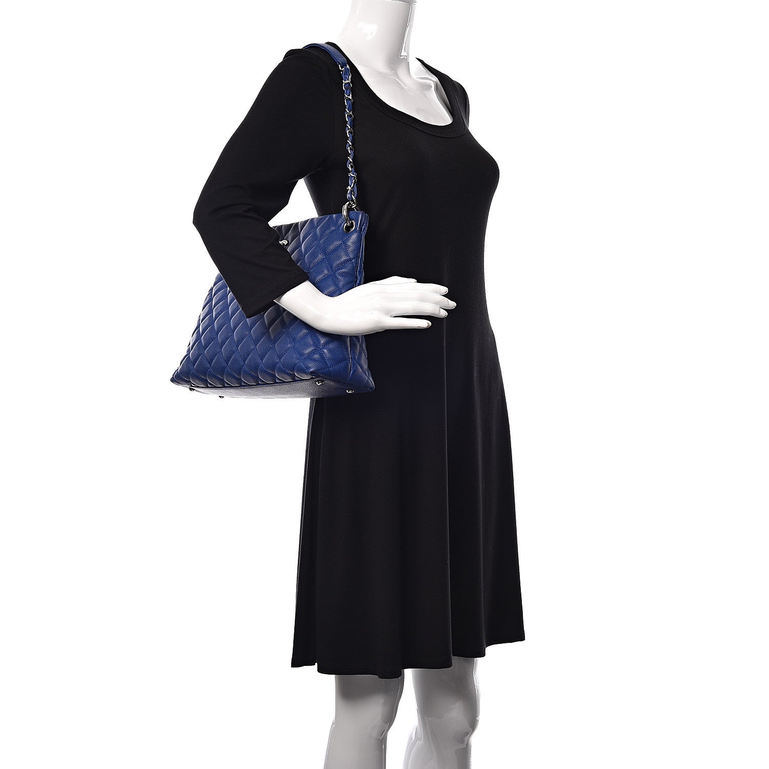 Chanel Caviar Quilted CC Shopping Tote Blue 2 of 13