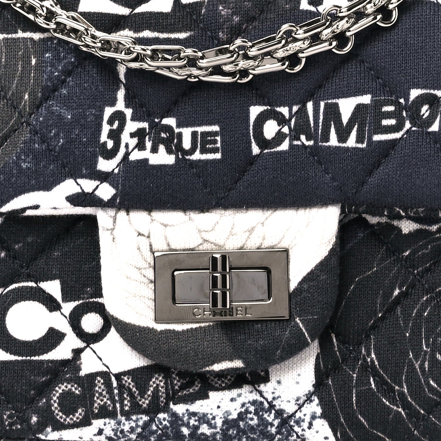 Chanel Jersey Quilted Camellia 2.55 Reissue Mini Flap Black White 9 of 12
