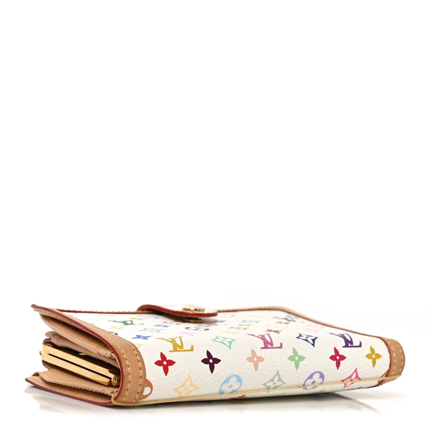 Louis Vuitton Monogram Multicolor French Purse Wallet White 4 of 6