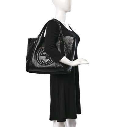 Gucci Patent Shearling Medium Soho Shoulder Bag Black 2 of 9