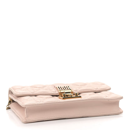 Christian Dior Lambskin Cannage Dioraddict Wallet on Chain Clutch Rose Poudre 4 of 8