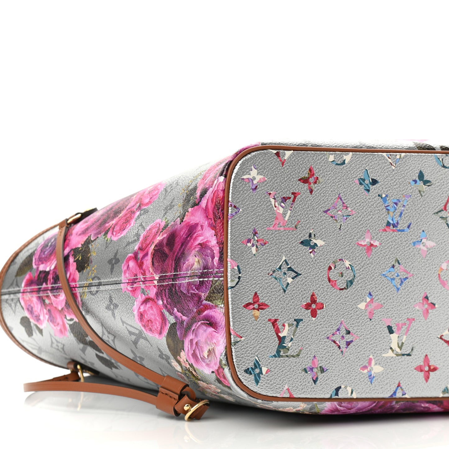 Metallic Monogram LV Garden Neverfull MM Silver