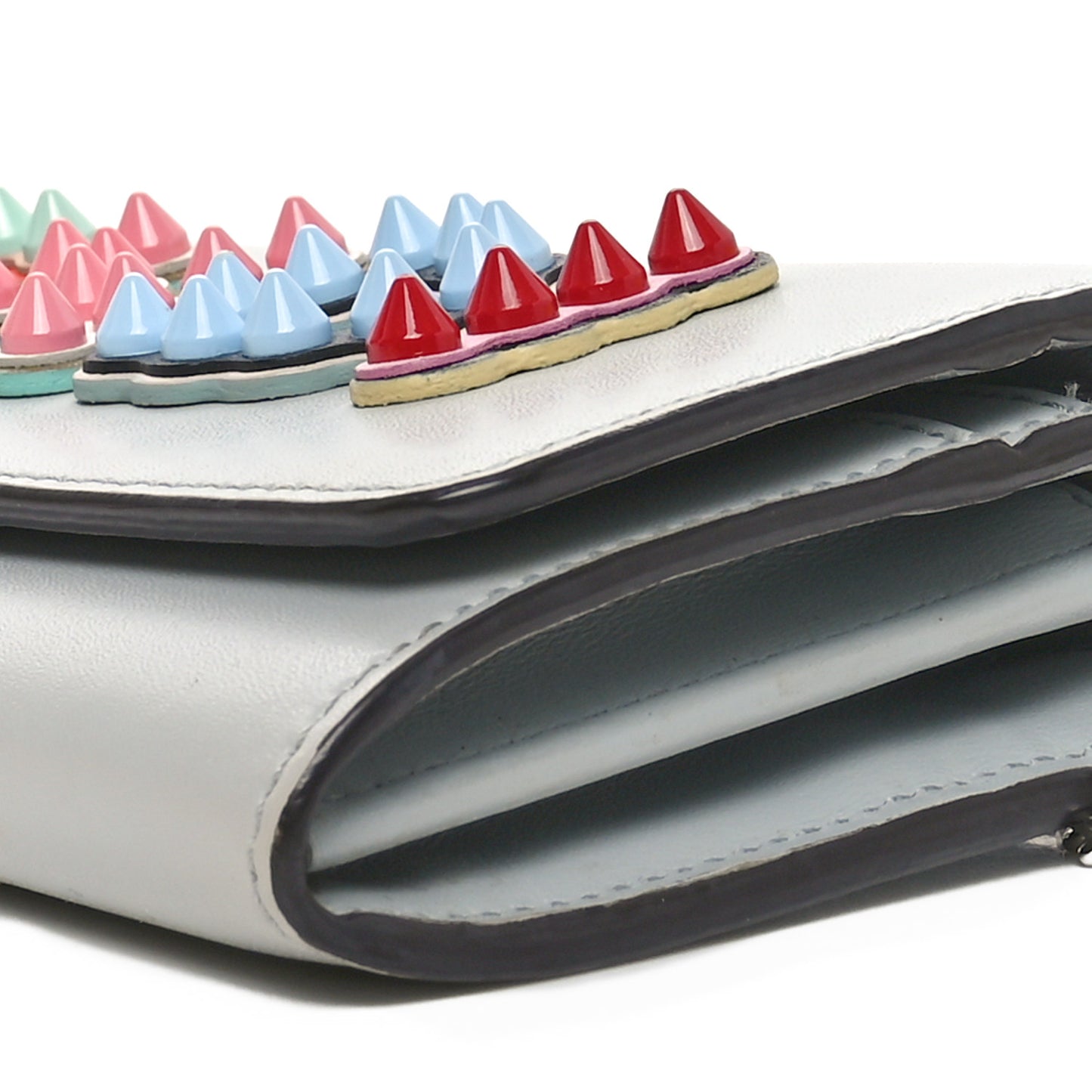 Vitello Liberty Fun Fair Studded Continental Wallet On Chain Grigio Perla Multicolor