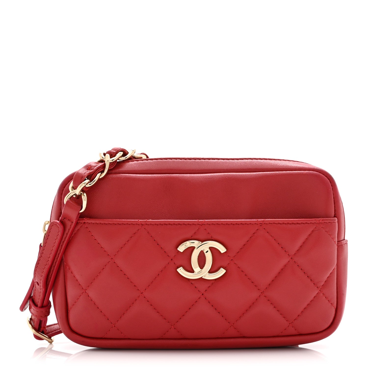 Chanel Lambskin Quilted Waist Bag With Pouch Red 1 of 12