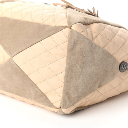 Chanel Calfskin Suede Quilted Patchwork Drawstring Bag Beige 7 of 11