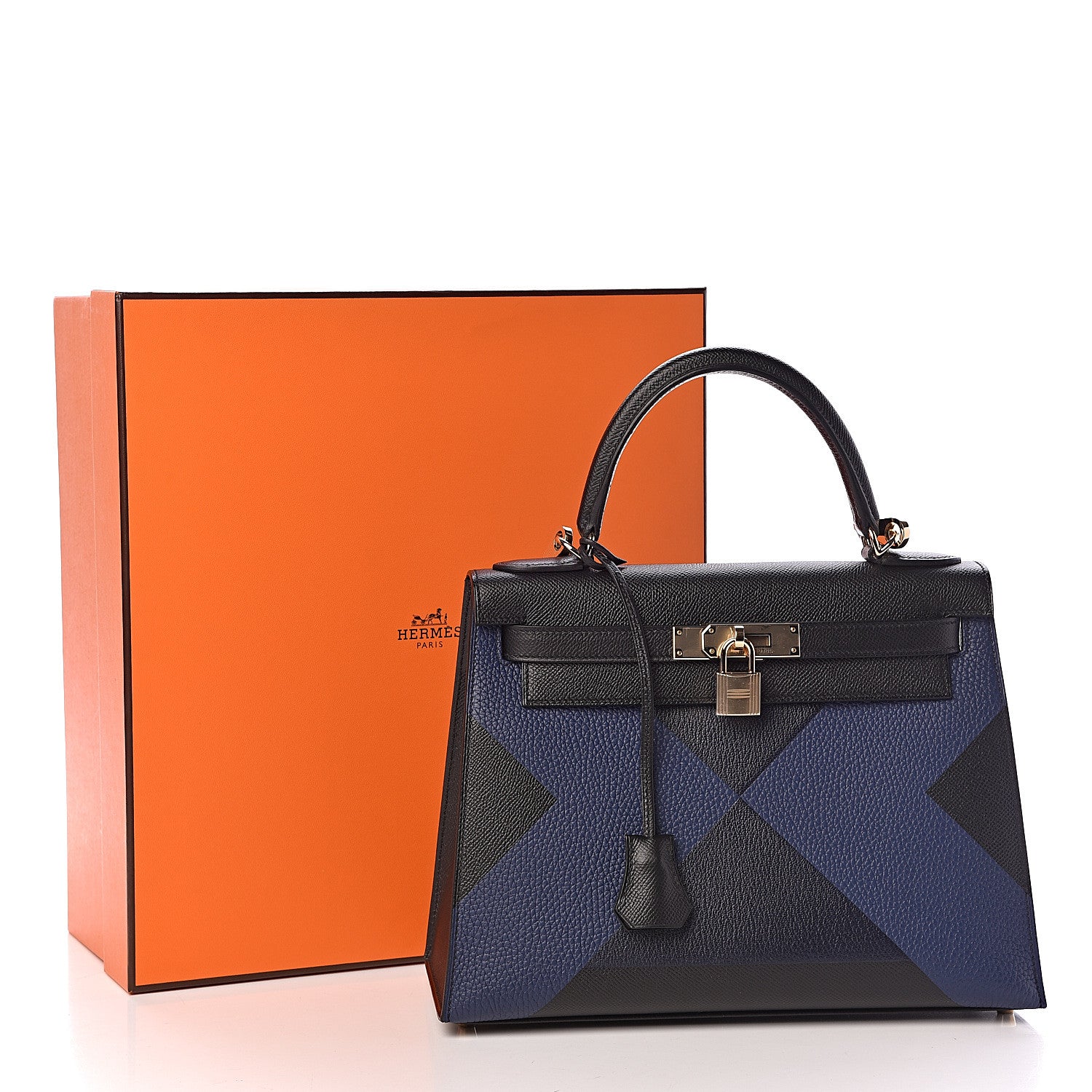 Hermes Epsom Taurillon Clemence Chevre Mysore Horseshoe Kellygraphie Lettre X Kelly Sellier 28 Noir Bleu Indigo Bleu Saphir 36 of 36