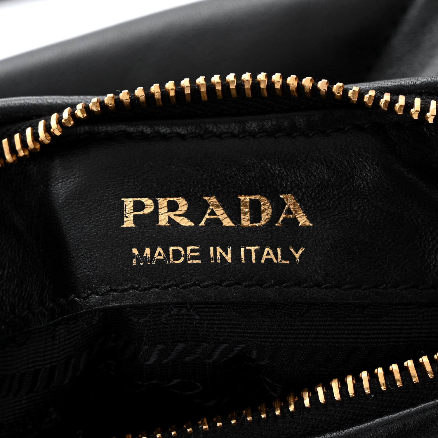 Prada Nappa Triangle Stitched Mini Zippered Hobo Bag Black 6 of 10