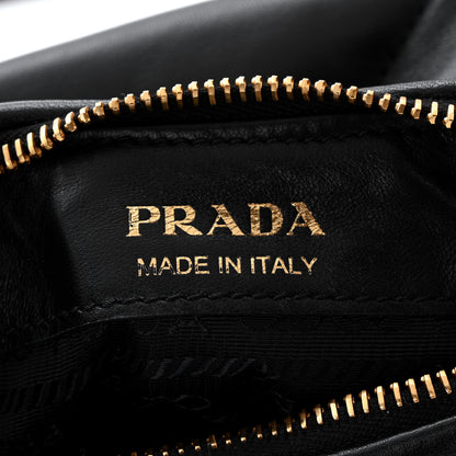 Prada Nappa Triangle Stitched Mini Zippered Hobo Bag Black 6 of 10