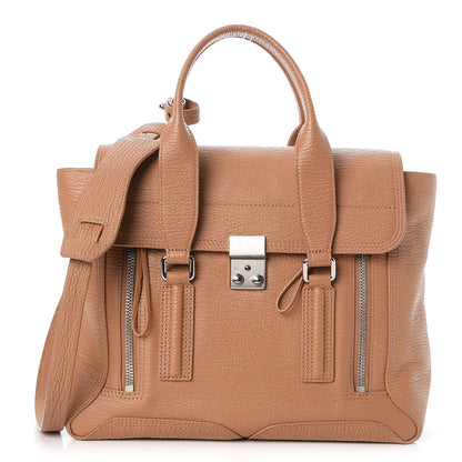 3.1 Phillip Lim 3.1 Textured Calfskin Large Pashli Satchel Bag Tan 1 of 8