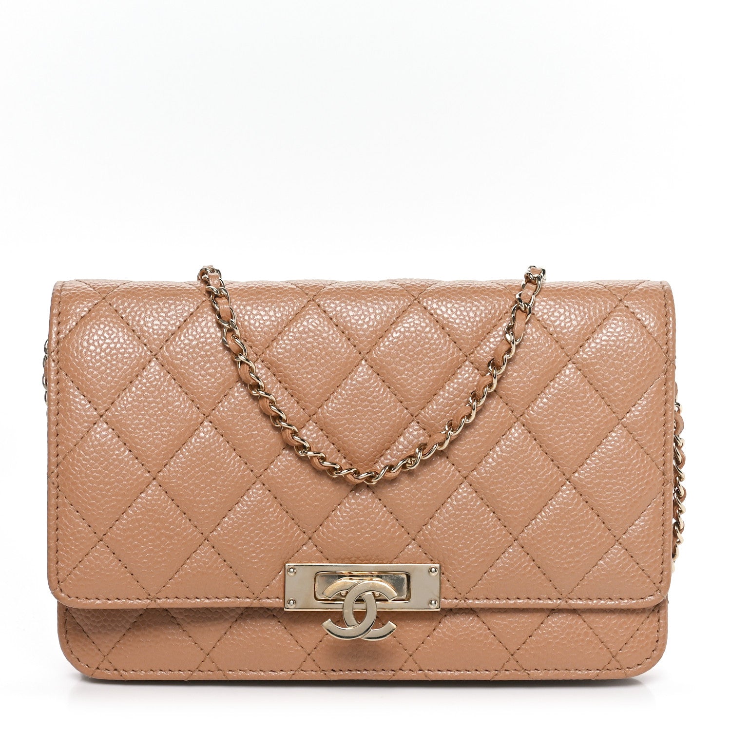 Chanel Caviar Quilted Golden Class Wallet On Chain WOC Beige 1 of 10