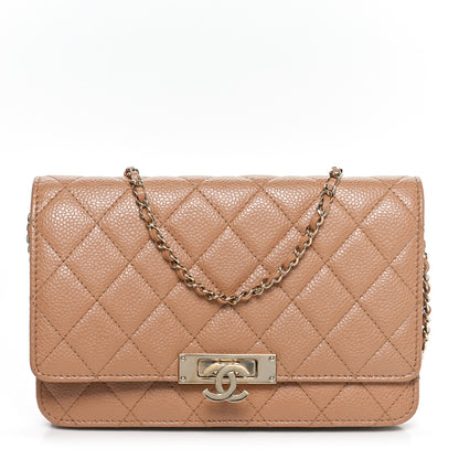 Chanel Caviar Quilted Golden Class Wallet On Chain WOC Beige 1 of 10