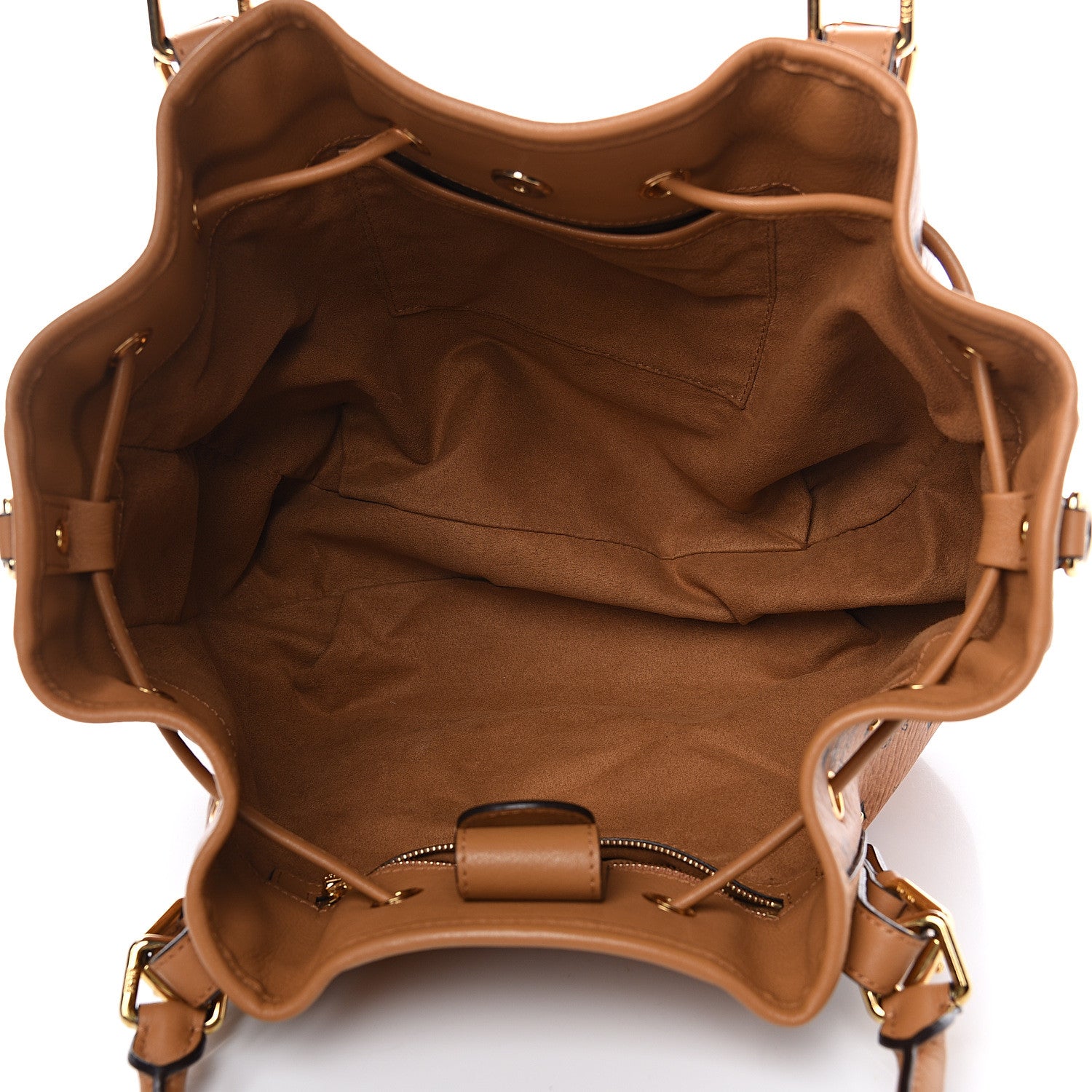 MCM Visetos Studded Small Drawstring Shopper Cognac 4 of 9