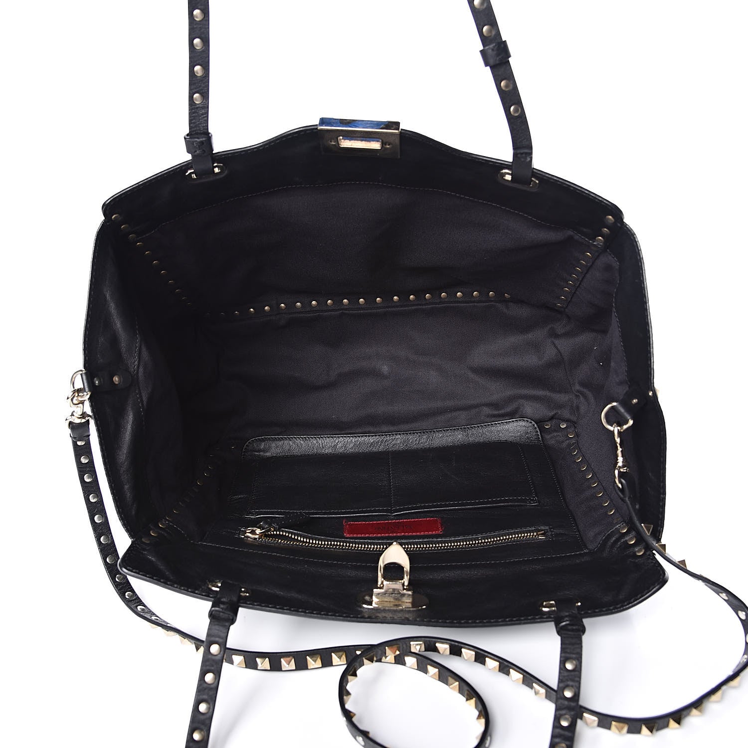 Valentino Garavani Vitello Medium Rockstud Tote Black 5 of 10