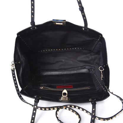 Valentino Garavani Vitello Medium Rockstud Tote Black 5 of 10
