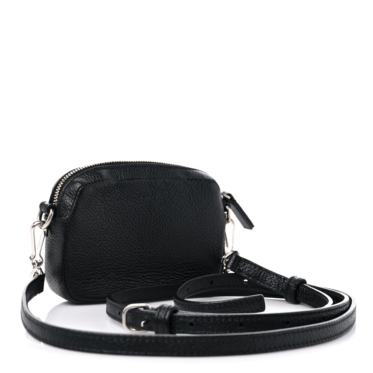 Grained Calfskin Logo Mini Cash Crossbody Pouch Black White