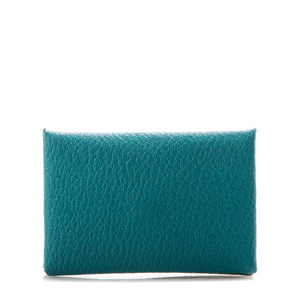 Hermes Chevre Mysore Calvi Card Case Bleu Paon 1 of 6