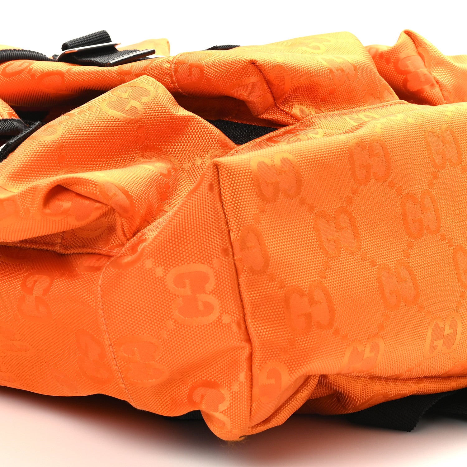 Gucci Econyl Nylon Monogram Off The Grid Utility Pocket Backpack Carrot Orange Black 8 of 9