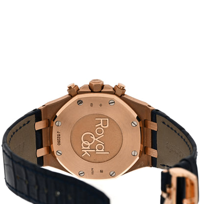 Audemars Piguet 18K Rose Gold Alligator 41mm Royal Oak Chronograph Automatic Watch Blue 26240OR.OO.D315CR.01 4 of 4