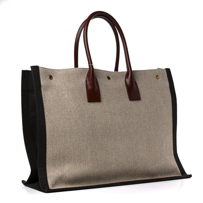 Saint Laurent Linen Calfskin Rive Gauche Tote Natural 2 of 12