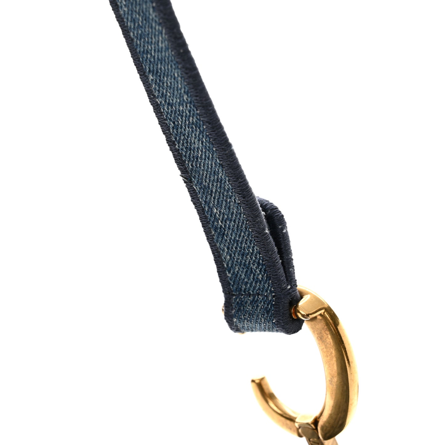 Oblique Embroidered Saddle Bag Denim Blue