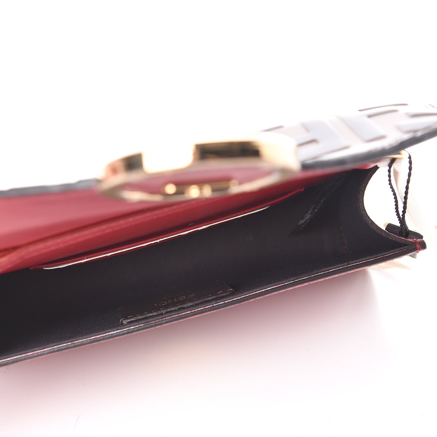 Vitello Cruise F is Fendi Bi-Color FF 1974 Embossed Envelope Belt Bag Maya Black Fragola