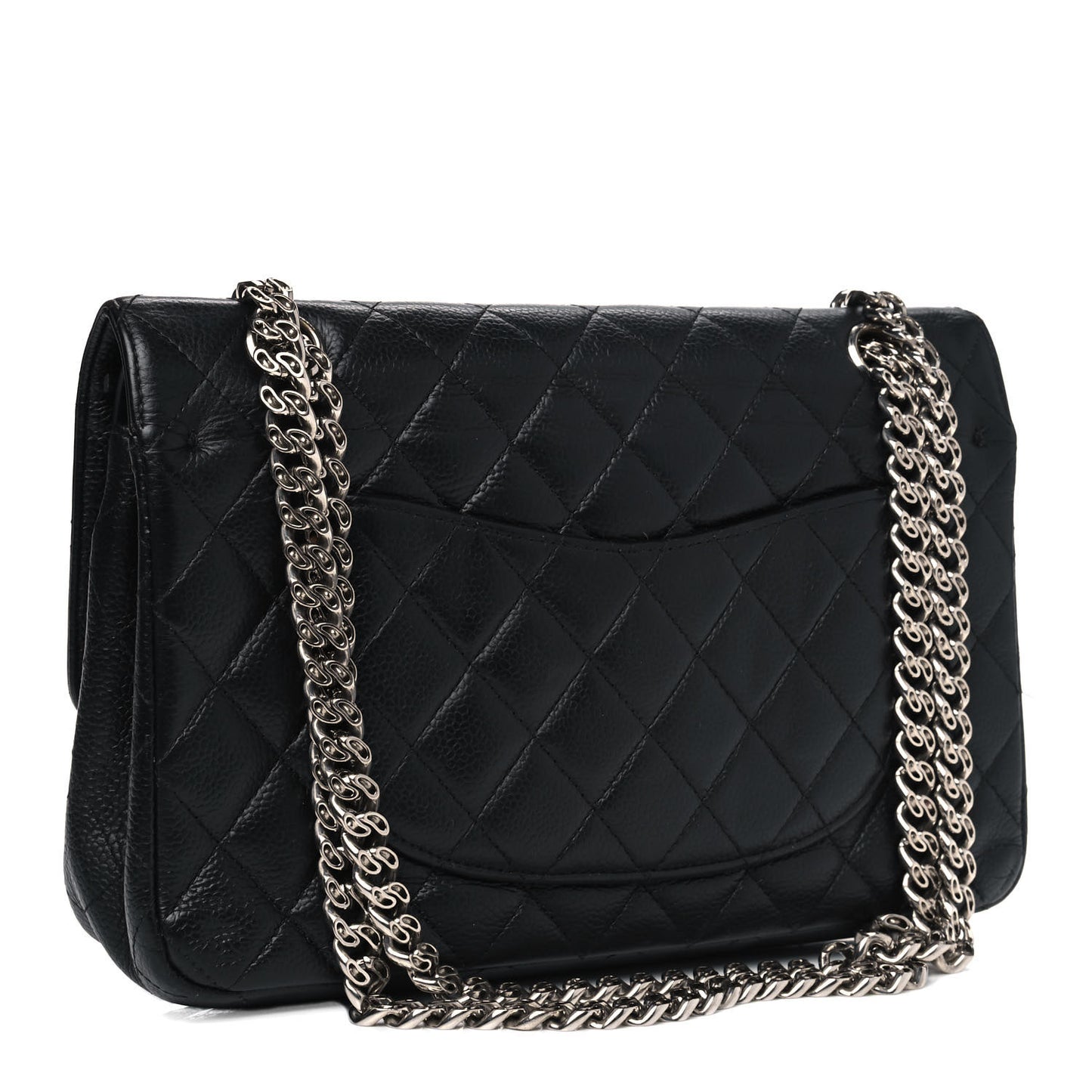 Caviar Quilted Medium Double Flap Bijoux Chain Black